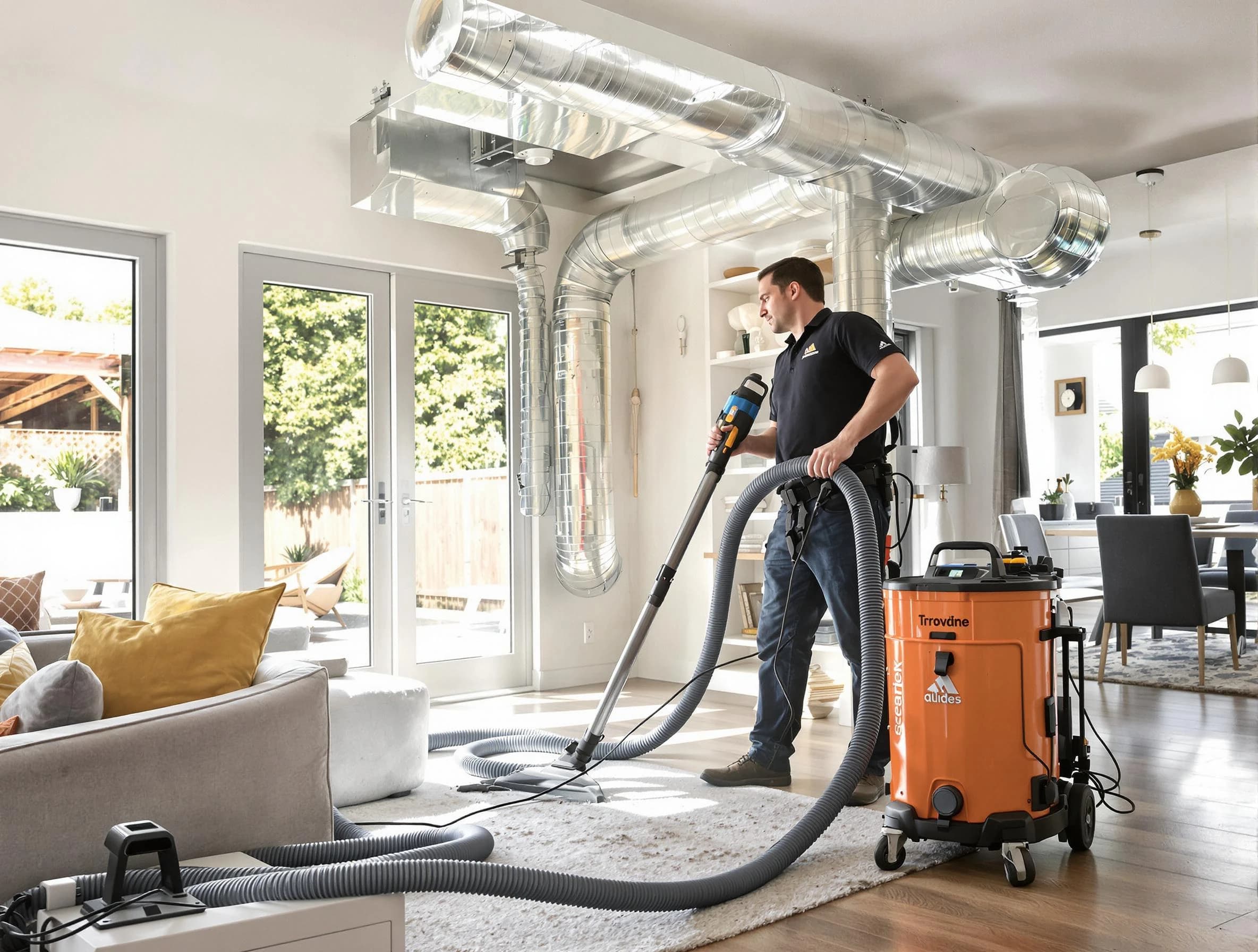 Brighton Air Duct Cleaning specialist performing thorough residential duct cleaning using advanced equipment in Brighton