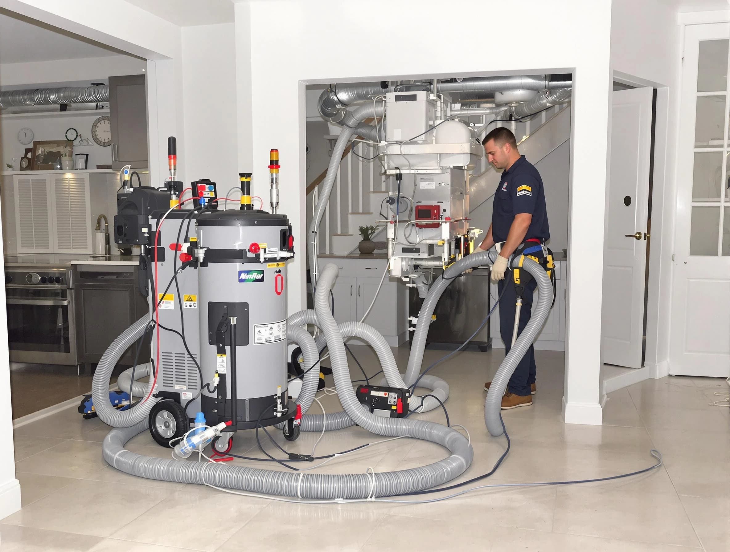 Brighton Air Duct Cleaning technician operating negative pressure cleaning equipment for thorough duct maintenance in Brighton