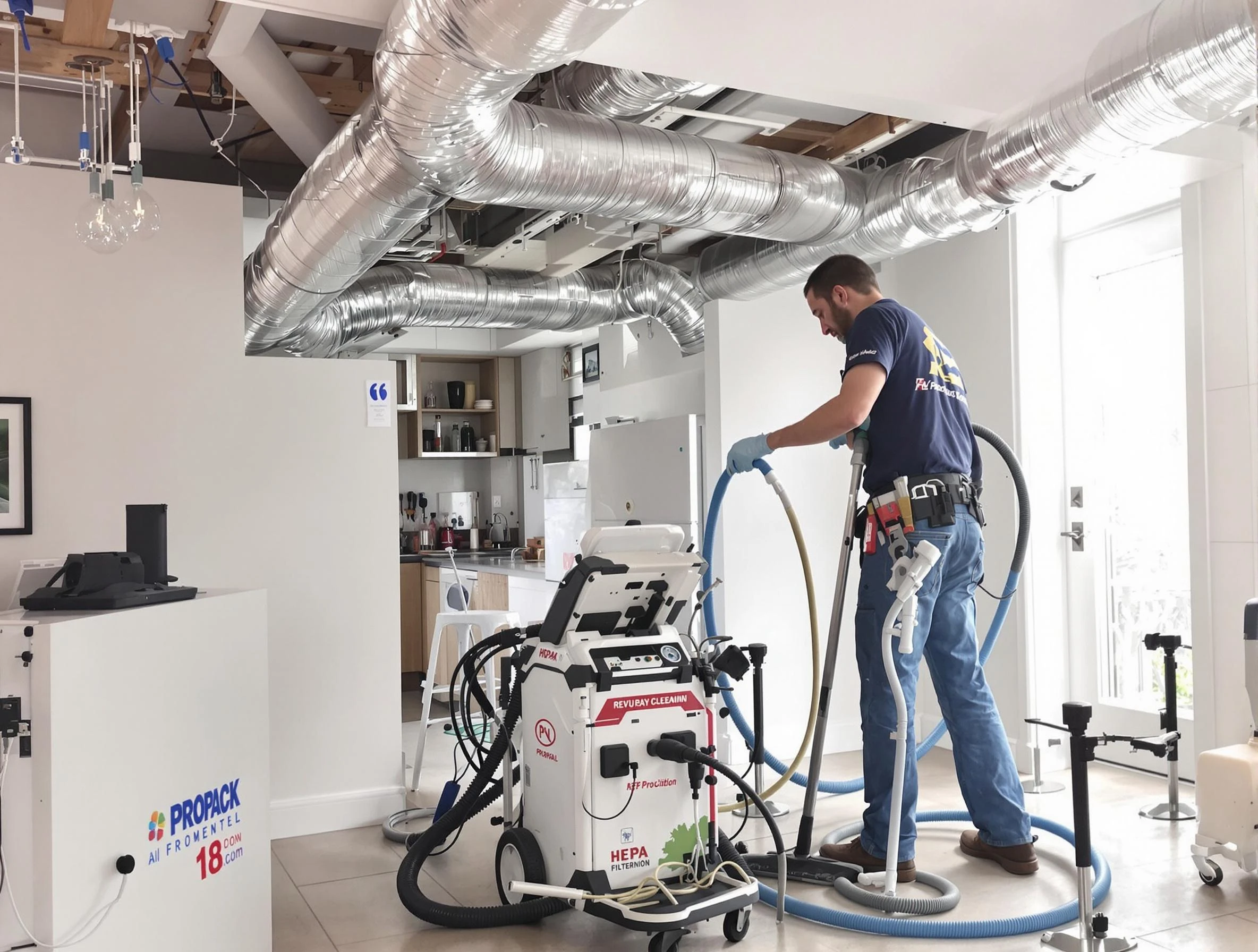 Brighton Air Duct Cleaning technician performing advanced pure duct cleaning with specialized equipment in Brighton